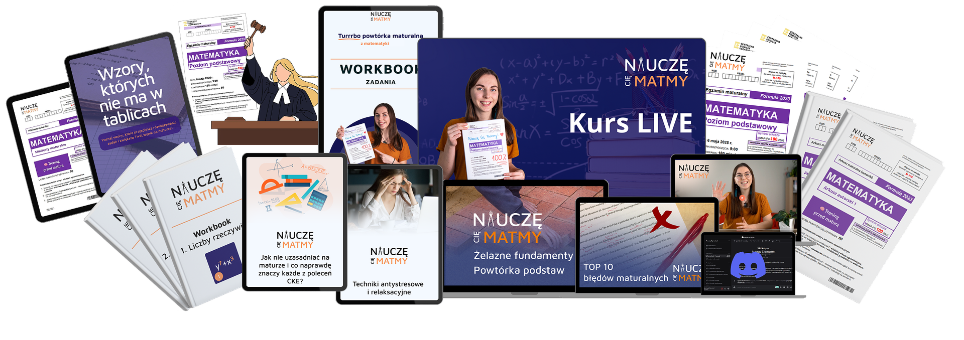 Mockupy wszystkich produktów zawartych w kursie